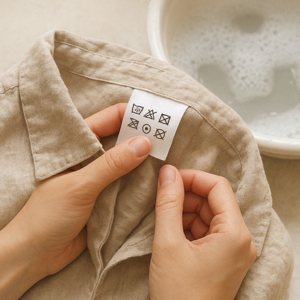 린넨 커튼 관리 및 세탁 방법을 안내하는 블로그의 대표 이미지, 린넨 소재의 부드러운 질감 강조.