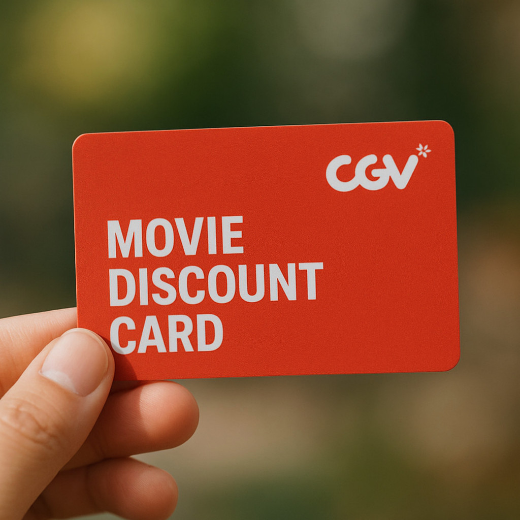CGV 할인카드를 소개하며 다양한 할인 혜택과 사용법을 안내하는 이미지.