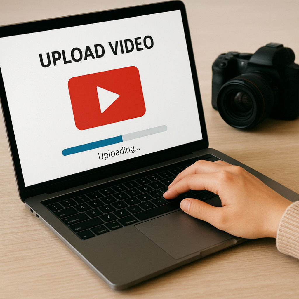 SICTUBE 채널 설정과 영상 업로드 루틴을 설명하는 블로그 글의 썸네일 이미지로, 콘텐츠 제작자의 작업 과정을 시각적으로 나타냄.